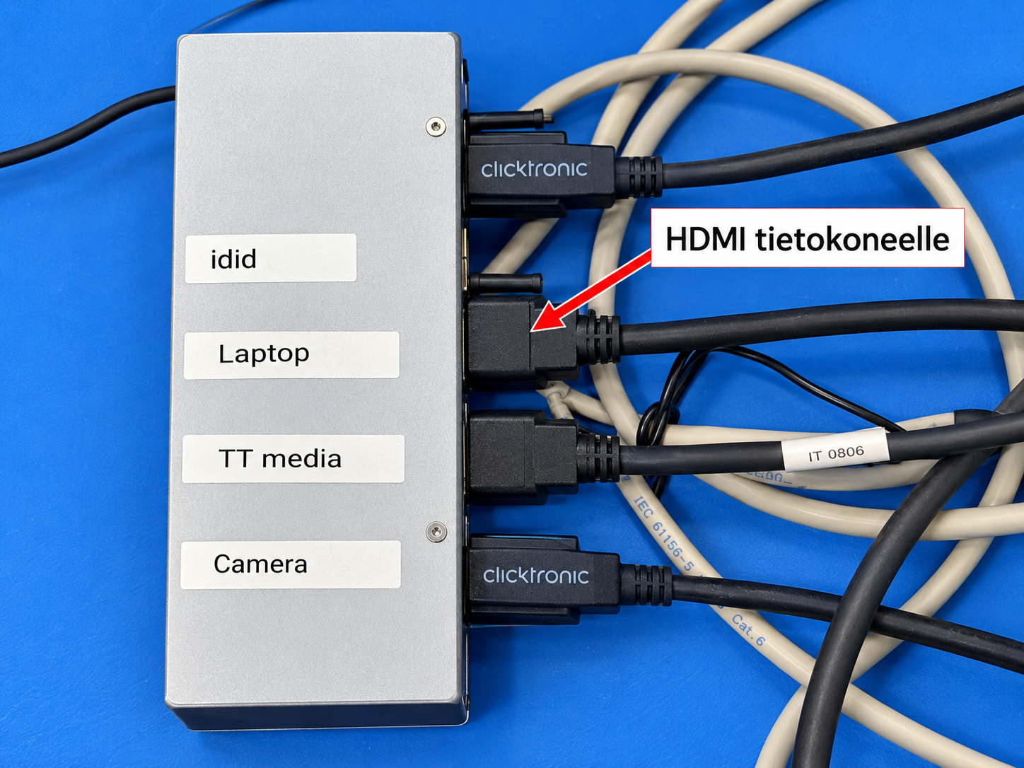 Kuva Tikkurilan jäähallin HDMI-hubista